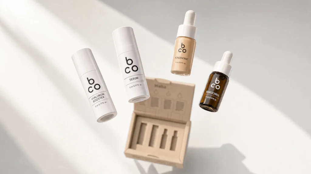 bco: Eine Kosmetikmarke, die Nachhaltigkeit sichtbar und fühlbar macht. 7 bco pflege testset vaternam design branding product design hannover